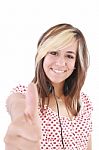Smiling Woman With Thumbs Up Stock Photo
