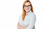 Smiling Young Lady In Trendy Eye Wear Stock Photo