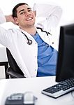 Smiling Young Male Doctor Stock Photo