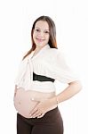 Smiling Young Pregnant Woman Stock Photo