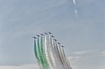 Smoke Trail Draw The Italian Flag Stock Photo