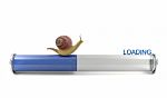 Snail Crawling On Download Bar Stock Photo