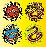 Snake Silhouette Decorative Design Stamps Stock Photo