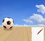 Soccer Ball And Blue Sky Stock Photo