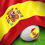 Soccer Ball And Flag Euro Spain Stock Photo