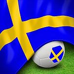 Soccer Ball And Flag Euro Sweden Stock Photo