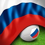 Soccer Ball And Russian Flag Stock Photo