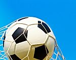 Soccer Ball In Net Stock Photo