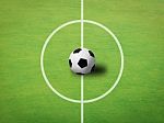 Soccer Ball On Middle Field Stock Photo