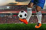 Soccer,football Players Playing On Grass Field Of Sport Stadium Stock Photo