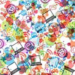 Social Network Background With Media Icons Stock Photo