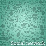 Social Network Background With Media Icons Stock Photo