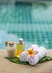 Spa Concept At Poolside Background Stock Photo