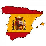 Spain Map On  Flag Drawing ,grunge And Retro Flag Series Stock Photo