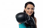 Sporty Woman With Boxing Gloves Stock Photo
