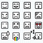 Square Face Emoticons Stock Photo