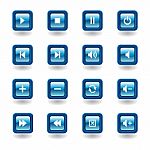 Square Media Glossy Buttons Stock Photo