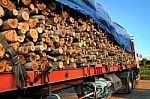 Stack Of Wood On Trailer Stock Photo