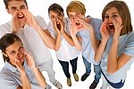 Standing Teenagers Shouting Stock Photo