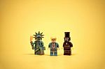 Statue Of Liberty, Lincoln And Trump. Democracy Concept Stock Photo