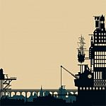 Steampunk City Background Stock Photo