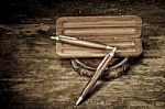 Still Life With Old Pen Stock Photo