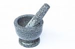 Stone Mortar And Pestle On White Background Stock Photo