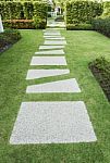 Stone Walkway In The Garden Stock Photo