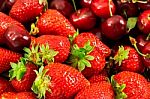 Strawberries And Cherries Stock Photo