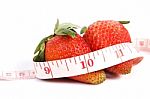 Strawberry Fresh And Tape Measure Stock Photo