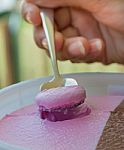 Strawberry Ice Cream Shows Frozen Yogurt And Creamy Stock Photo