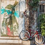 Street Art Graffiti On A Wall In The Street Of Cartagena, Colomb Stock Photo