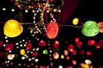 String Of Woven Light Balls Stock Photo