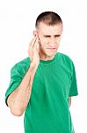 Strong Pain In Ear Stock Photo
