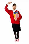 Student Girl With Giving Hi5 Stock Photo