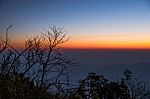 Sunrise And Sea Of Mist Stock Photo