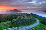 Sunrise At Doi Intanon National Park View Point, Chiang Mai Thai Stock Photo