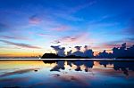 Sunrise At Hat Sai Ri Beach In Chumphon Stock Photo