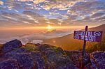 Sunrise In The Mountain And Beautiful Clouds Stock Photo