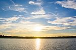Sunrise In The River Stock Photo