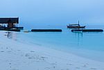 Sunset On A Beach Of Maldives, Indian Ocean Stock Photo