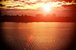 Sunset On River In The Summer , Evening Sky , Landscape , Backgr Stock Photo