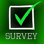 Survey Tick Indicates Poll Checked And Questionnaire Stock Photo