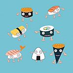 Sushi Japanese Food Cartoon Monster Concept Stock Photo