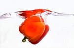 Sweet Pepper Splash Stock Photo