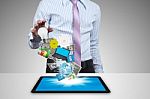 Tablet Pc With Business Concept Stock Photo