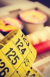 Tailor Measuring Tape Close Up Stock Photo
