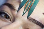Technique Of Drawing Eyebrows Stock Photo