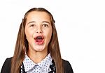 Teen Girl Making Funny Faces Fooling Around Stock Photo