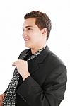 Teenage Business Man Fixing Tie Stock Photo